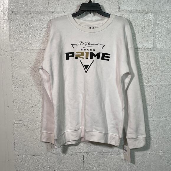 Coach Prime time, Deon Sanders, CU buffs sweatshirt woman's white Medium - Picture 1 of 6